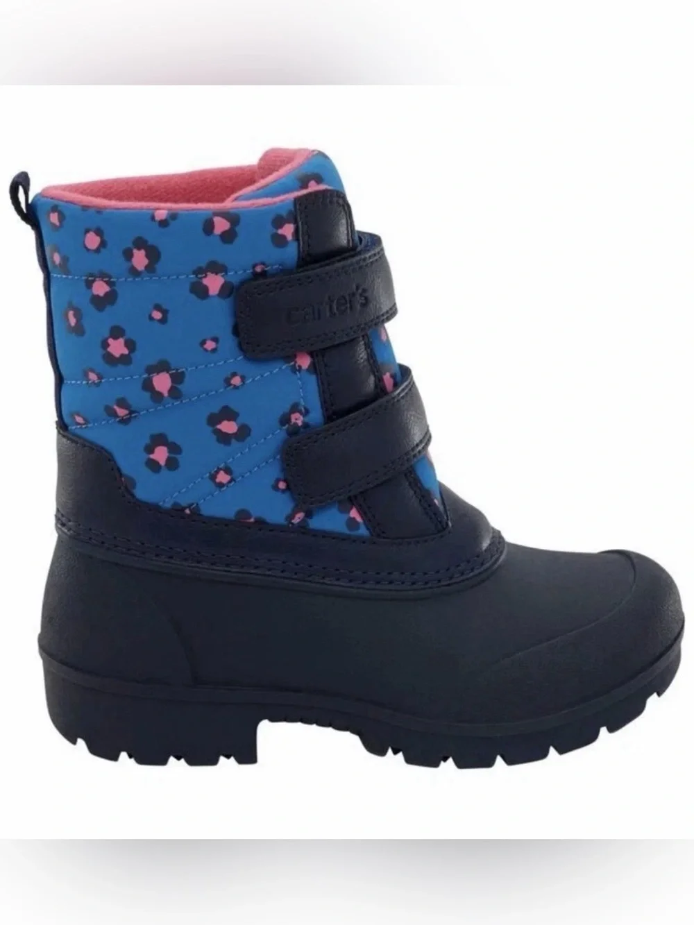 Girl’s Carter’s Pink & Blue Leopard Deltha Winter Snow Boots hook loop easy on